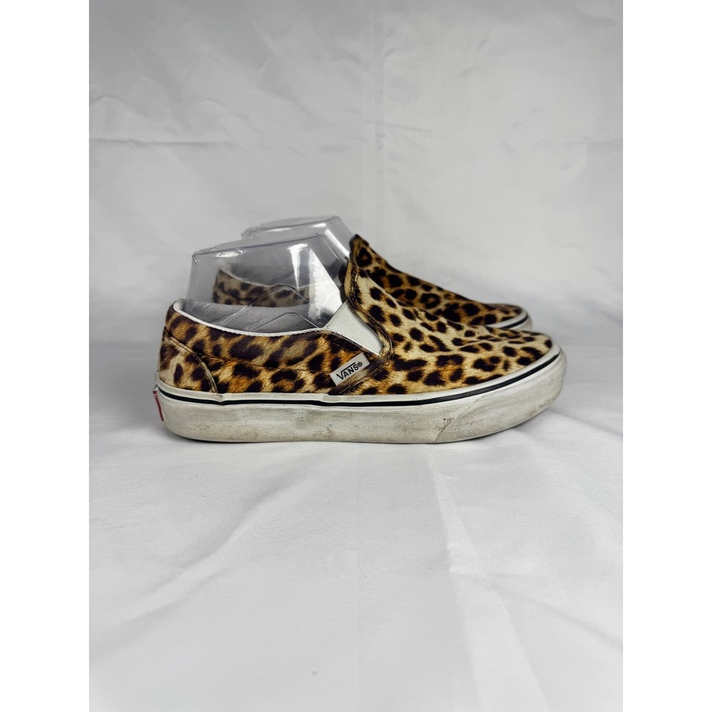 Vans Classic Slip On Unisex W7/M5.5 Sneaker Brown Leopard Athletic Skate Shoes